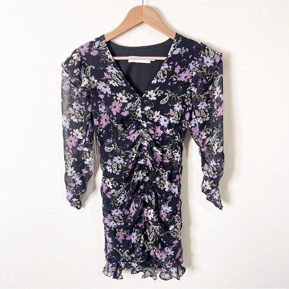 ASTR The Label Black Kimbra Floral Ruched Front Dress Size XS NWT - Picture 3 of 10